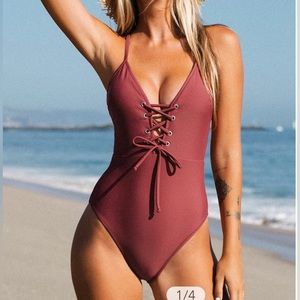 Cupshe Giovanna Plunge Lace Up High Cut One Piece Swimsuit